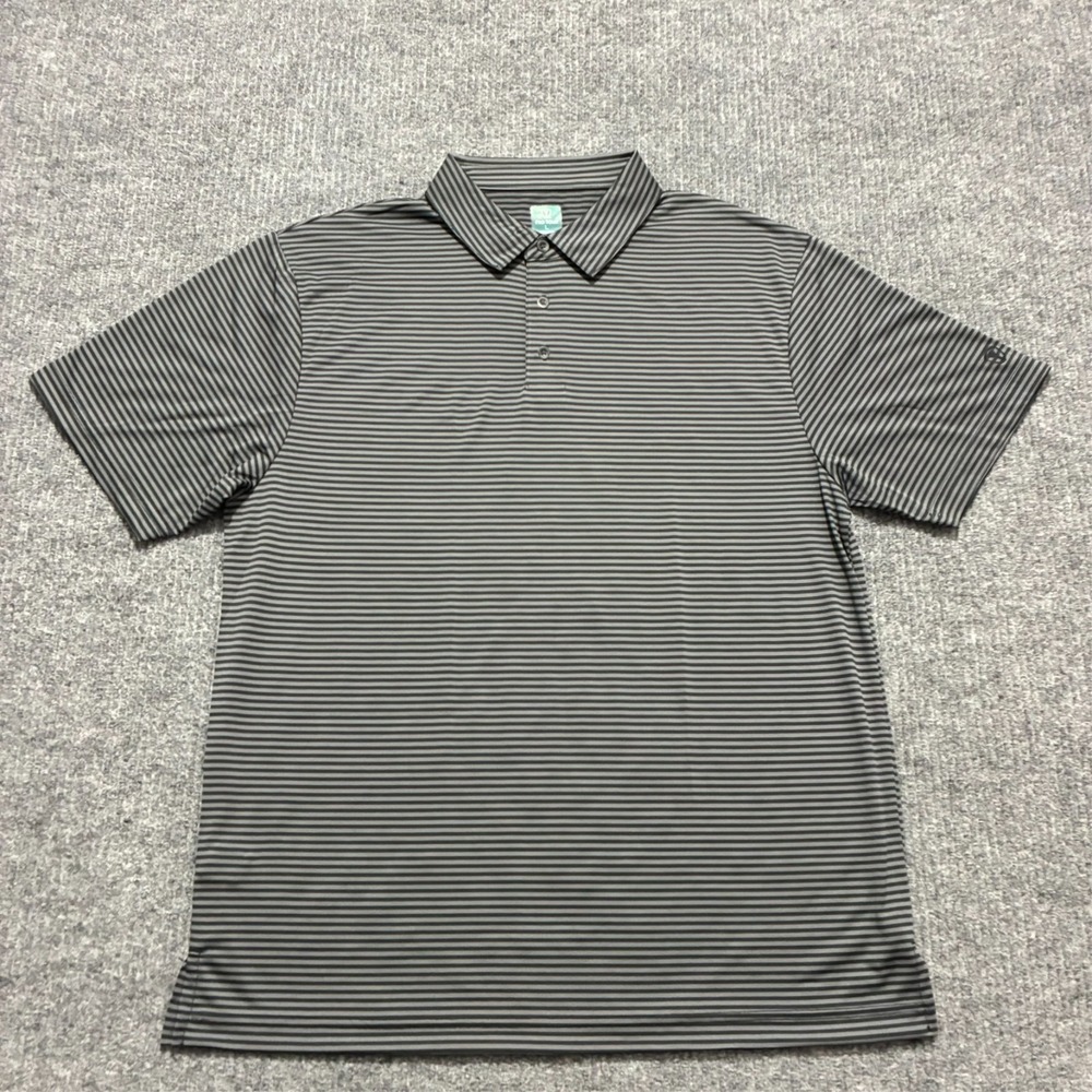 Pro‎ Tour Cool Play Mens Polo Shirt Size L Black Striped Short Sleeve Activewear